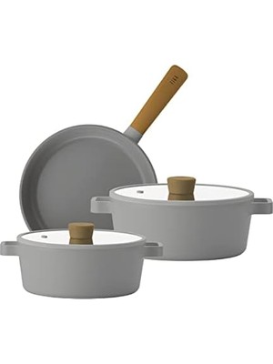 Prime Fika Gri Tencere ve Tava Seti 5 Parça