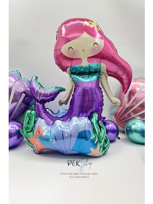 Prime 3D Deniz Kızı Folyo Balon Ayaklı Yerde Durabilen Deniz Kızı Balon 9252