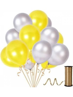 Prime - Sarı Gümüş Metalik Balon 12 Inch 10 Adet