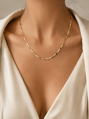 Livaz Accessories Kadın Çelik Kolye Kararmaz  14K Altın Renk Vip Serisi