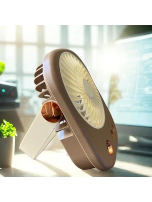 Prime Fan Masaüstü Vantilatör Klima, USB ve Rgb Işıklı Mini Vantilatör, Serinletici 1200MAH Ister Ayaklı Ister Asmalı (3 Kademe Güç)