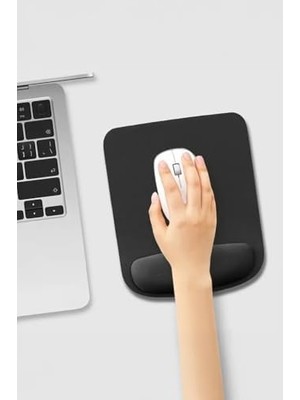 Prime Kare Bilek Destekli Konfor Kaymaz Ergonomik Mouse Pad Siyah Siyah
