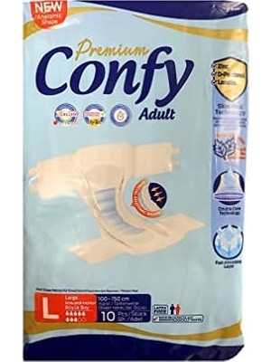 Prime Confy Premium Adult Yetişkin Bezi Large Beden L (1 x 10 Adet)
