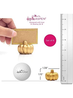 Prime Aspen Fall Mini Altın Kabak Masa Kartı Tutucu (6 Adet), Şükran Günü Masa Dekorasyonu, Sonbahar Temalı Düğünler, Gelin Buketleri Için Mükemmel