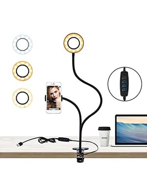 Prime LED Ring Light Youtuber Makyaj Akrobat LED Halka Işık Kuaför, Halka Video Işığı, Canlı Aramalar Için Işık Kaynağı Lamba,telefon Tutuculu Stand Işıklı, Işık Desteği Sarı Beyaz Gün Işığı Jd-01
