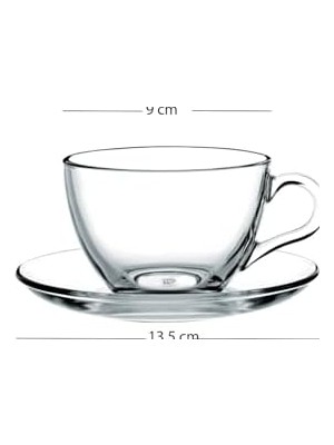Prime Jardin Premium Çay Fincanı Seti - Yeşil Kristal Cam - 2 Parça 240CC Fincan ve Tabak - El Işçiliği Detaylar - Çay Servisi