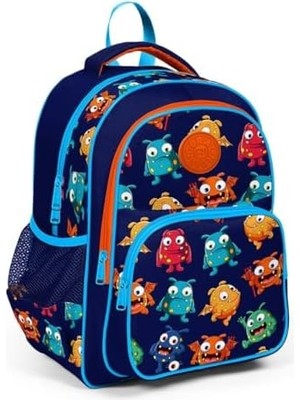Prime Kids Lacivert Canavar Desenli Üç Bölmeli Okul Sırt Çantası 23410