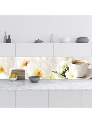 Prime Mutfak Tezgah Arası Folyo Kaplama Folyosu Çiçek Fincan 60X300 cm