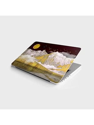 Prime Laptop Bilgisayar Notebook Pc Kaplama Etiketi 3D Altın Dağlar