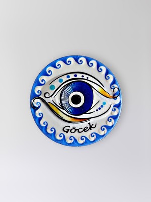 Mundy Göcek Temalı Polyester Kabartmalı Nazar Magnet  Çap: 7 cm – Dekoratif Hediyelik Buzdolabı Süsü  (KOD:1216)