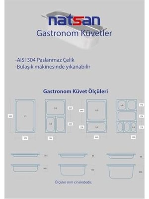 Prime Paslanmaz Çelik Gastronom/gastronorm Küvet Gn 1/3-20 (32,5 x 17,6 x 2 Cm)