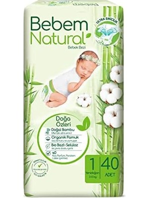 Prime Bebem Natural 1 Beden Yenidoğan Bebek Bezi (1 x 40 Adet)