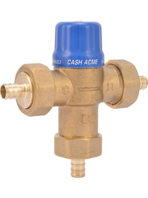 Prime Cash Acme Barb Bağlantıları ve Integral Kontrolleri ile 1/2 Inç HG110 Sıkma Termostatik Karıştırma Vanası, Pirinç Tesisat Montajı, 24506