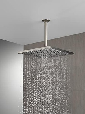 Prime Tek Sprey Raincan Duş Başlığı, Fırçalanmış Nikel Duş Başlığı, Yağmur Duş Başlığı, Kare Duş Başlığı, Metal Duş Başlığı, 2.5 Gpm Akış Hızı, Lumicoat Paslanmaz 52159-SS-PR25
