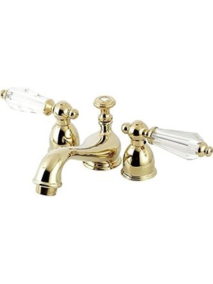 Prime KS3952WLL Wilshire Mini Geniş Lavabo Bataryası, Kristal Kollu Tutacak, 10,96 cm Ağız Erişiminde, Cilalı Pirinç