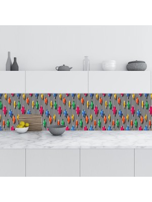 Prime Mutfak Tezgah Arası Folyo Kaplama Folyosu Renkli Elmaslar 60X100 cm
