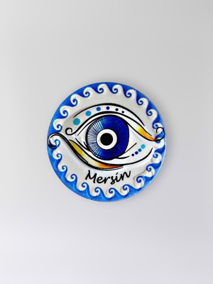 Mundy Mersin Temalı Polyester Kabartmalı Nazar Magnet  Çap: 7 cm – Dekoratif Hediyelik Buzdolabı Süsü  (KOD:1214)