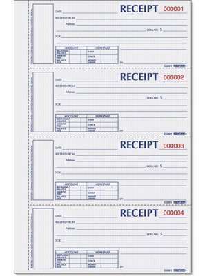 Prime Numbered Money Receipt Kitap, 6 – 7/8 x 2 3/4, Three-Parça, 200 FORMS