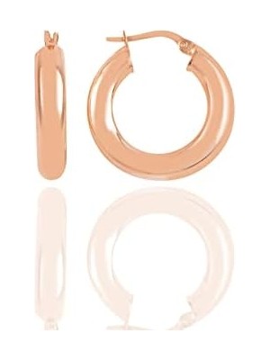 Prime Gümüş Rose 5 mm Kalınlığında 25 mm Büyüklüğünde Kalın Gümüş Halka Küpe
