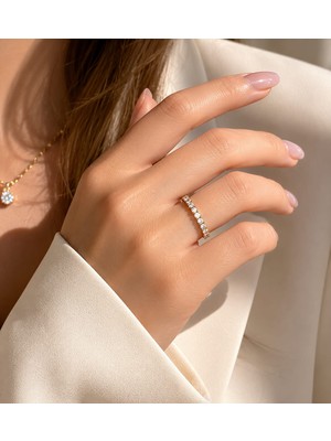Livaz Accessories Kadın Çelik Kararmaz Tamtur Yüzük 14K Altın Renk Vip Serisi