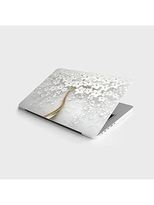 Prime Laptop Bilgisayar Notebook Pc Kaplama Etiketi 3D Beyaz Ağaç