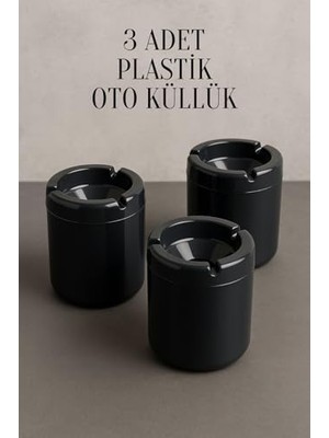 Prime 3 Adet Xl Koku Yapmaz Dumansız Siyah Plastik Küllük Oto Kül Tablası Araç Içi Kül Tabağı