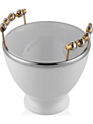 Lamedore Silver Balls Kulplu Beyaz Salata Kasesi 27X27X19 cm