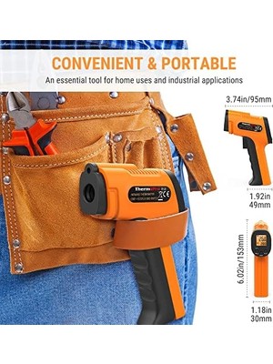 Prime TP30 Kızılötesi Lazer Termometre Tabancası, -50°c ile 550°C Temassız Yüzey Sıcaklık Ölçer, Ayarlanabilir Emissivity (Sanayi Tipi)
