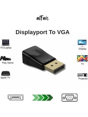 Prime 5251 Displayport To VGA Çevirici Dönüştürücü Adaptör Yalnızca Displayport'tan Vga'ya Dönüşüm Destekler. Çift Yönlü Değil.masaüstü, Dizüstü Bilgisayarlar ve Displayport Çıkışı Sahip Diğer Uyuml