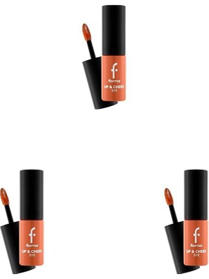 Prime Lip & Cheek Tint - Mat ve Kalıcı Su Bazlı Likit Dudak/yanak Renklendiricisi 003 Aprıcot Marmalade (3 Paketi)