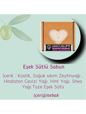 Prime Unicuslife% 100 Saf Doğal Eşek Sütlü Sabun, Katkısız, Soğuk Işlem, El Yapımı (Içeriğinebak) 100 gr