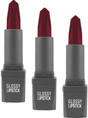Prime Uzun Süre Kalıcı Yoğun Renk Veren Nemlendirici Parlak Ruj - Glossy Lipstick 322 Cranberry (3 Paketi)