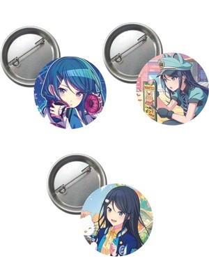 Prime Hatsune Miku Pjsekai Sekai Colorful Buton Rozet 3 Adet 37MM Hoshino Ichika