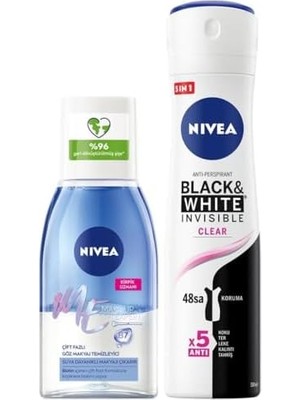 Prime Çift Fazlı Göz Makyaj Temizleyici 125ML ve Kadın Sprey Deodorant & Invisible Clear 150ML