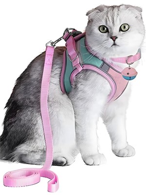 Prime Kedi Koşum Takımı ve Tasma Seti, Gece Güvenliği Için Reflektif Bantlı ve Zilli, Kolay Kontrol Sağlayan, Yavru Kediler Için Uygun