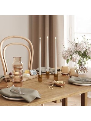 Prime Deluxe Homeart Iç Mekan Alevsiz LED Yemek Mumu - 2'li Set - Gerçek Alevli ™ Teknolojisi - Pille Çalışan Mum (38 Cm, Kum)