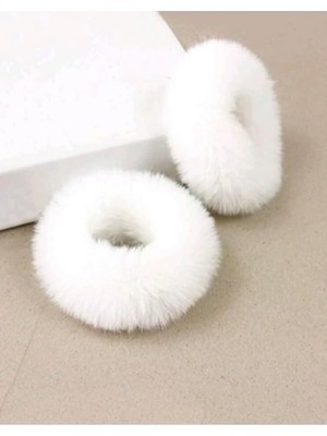 Prime Kadın 2'li Beyaz Peluş Lastik Toka Seti,kadın Çocuk Mandal Toka, Lastik Toka Seti, Toka Organizer, Toka, Kız Çocuk Toka, Toka