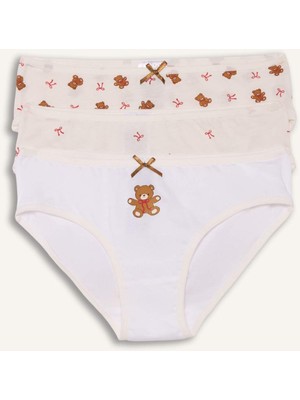 DeFacto %100 Pamuk Kalp Desenli Ribana 3'lü Slip Külot Kız Çocuk G8660A826SP