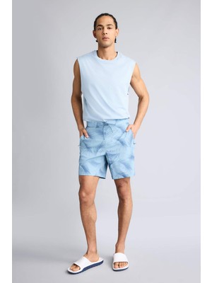 DeFacto Regular Fit Desenli File Astarlı Esnek Dokulu Deniz Şortu D9630AX26HS