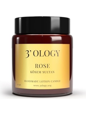 Prime 3'ology Rose Kösem Handmade Lotion Candle, 125 gr