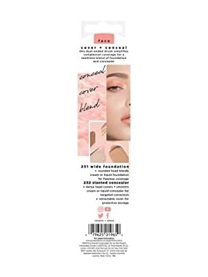 Prime Techniques Cover & Conceal Çift Uçlu Makyaj Fırçası, Kusursuz Fondöten Kapsamı, Lekeleri ve Kusurları Pürüzsüzleştiren ve Kaplayan 2'si 1 Arada Fırça, Karıştırma ve Parlatma Fırçası, 1 Adet