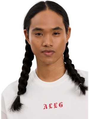 Aleg Ekru Erkek Oversize Logo Baskılı T-Shirt ALG25022-03 11-0604 T-Shirt Etnik