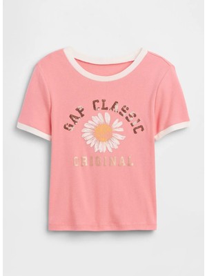 Gap Pembe Kız Çocuk Baskılı T-Shirt 886660000