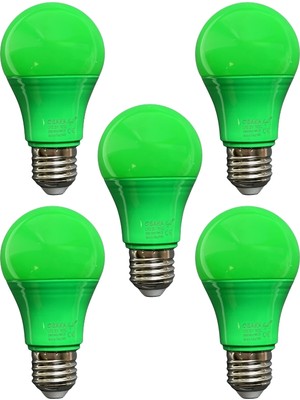 Avarson (5 Adet) Osaka 10W Yeşil Işık E27 Duylu (Kalın Duy) LED Ampul