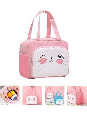 Prime Pembe Göz Kırpan Kedi Termal Yemek Çantası 20 x 24 x 12 cm