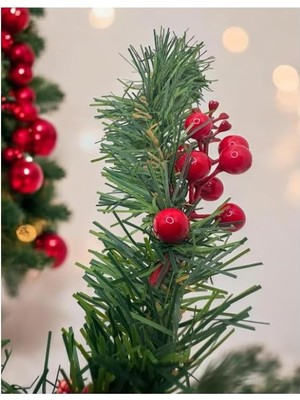 Prime Yılbaşı Süsleme Seti, Yeşil Garland, Meyveli Palamut ve Çam Dalı Dekorasyonu, Şömine ve Duvar Için, 50 cm
