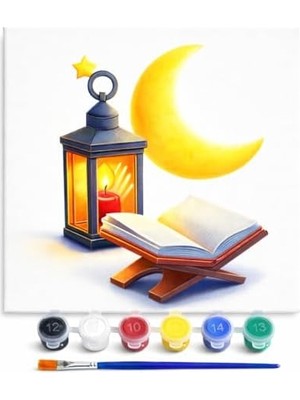 Prime Ramazan Desenli Tuval Etkinlik Boyama Ramazan Süsleri, Ramazan Süslemeleri 20-20 cm
