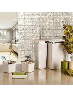 Prime Banyo Seti Bej Altın Çerçeve 5'li M-SAS01-09A