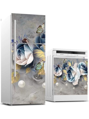 Prime Buzdolabı ve Bulaşık Makinası Beyaz Eşya Kaplama 3D Güller