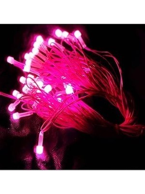 Prime Yılbaşı Aydınlatması 10 Metre 220 Vold Sabit Aydınlatma 38 LED Işık- Fişli Pembe